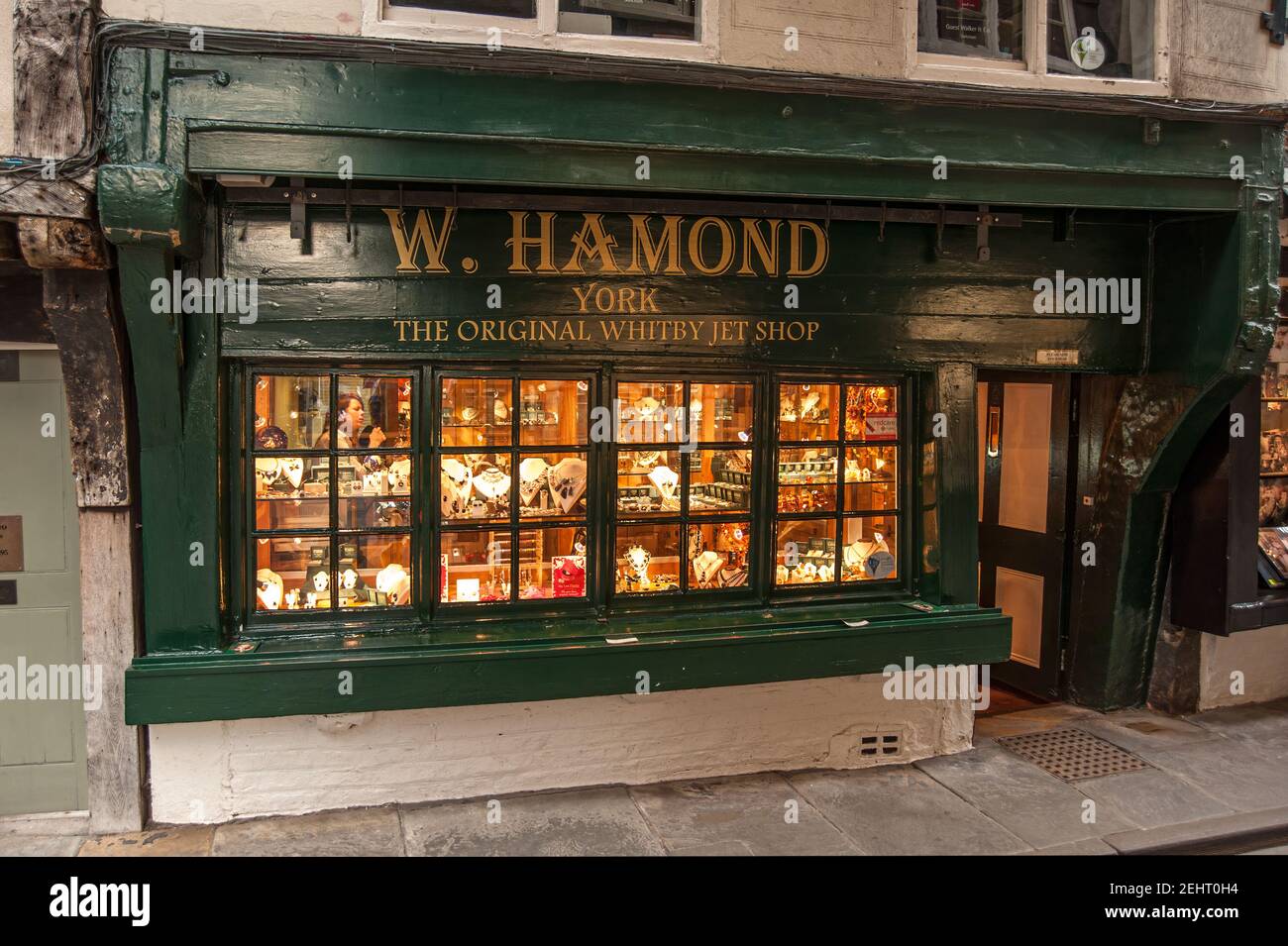 YORK, YORKSHIRE, UK - MARCH 13, 2010:  W Hammond Shop in The Shambles selling Whitby Jet Stock Photo