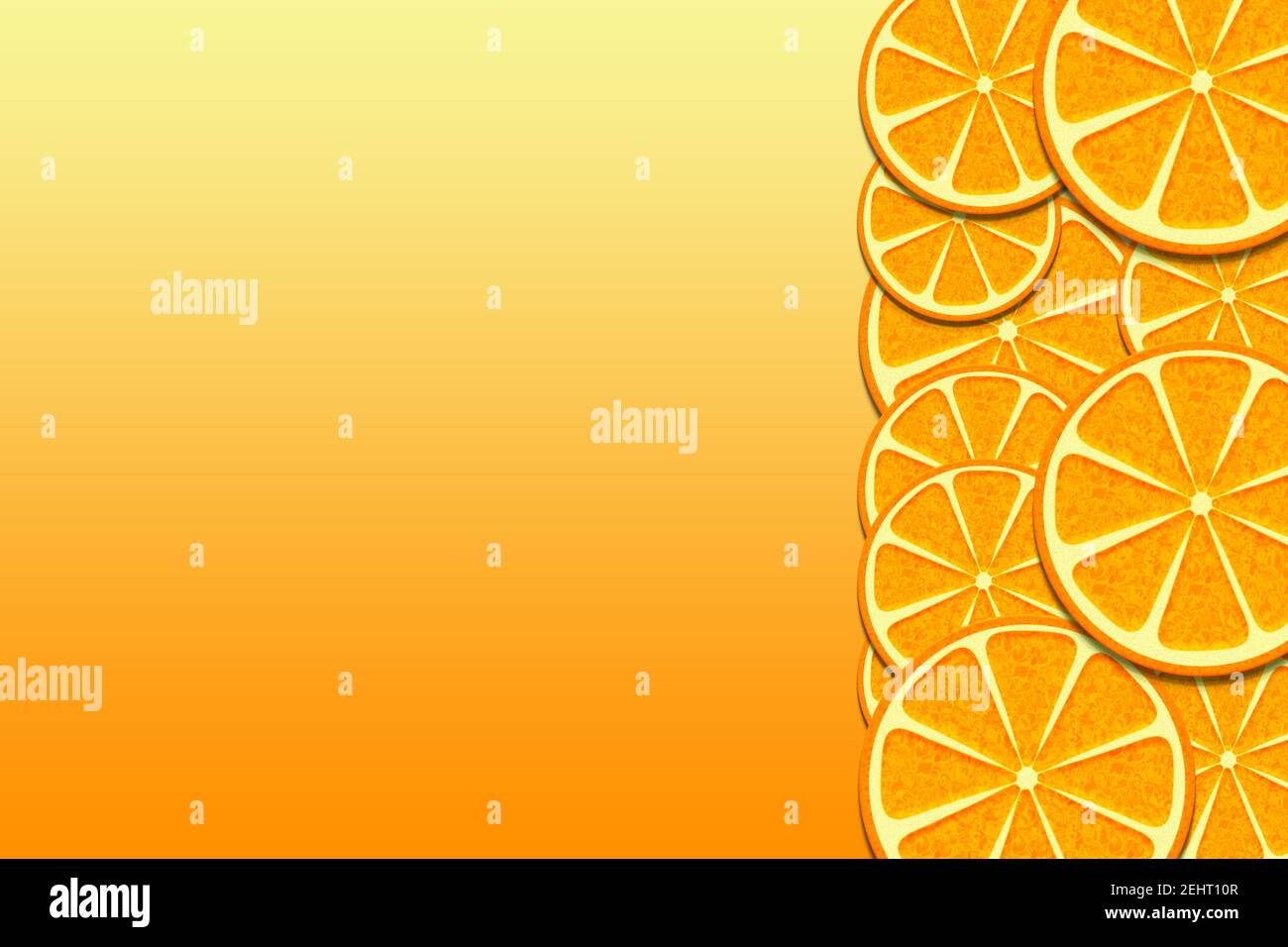 3d background border illustration of slices of fresh orange with space for text Stock Photo