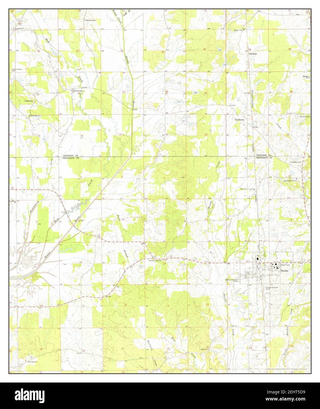 Houlka, Mississippi, map 1972, 124000, United States of America by