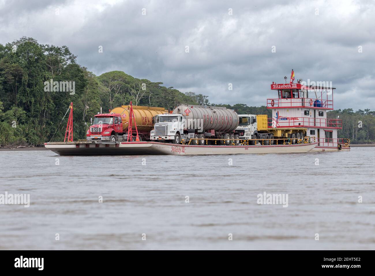 Truck ferry, Napo River, Amazon rainforest, Yasuni National Park