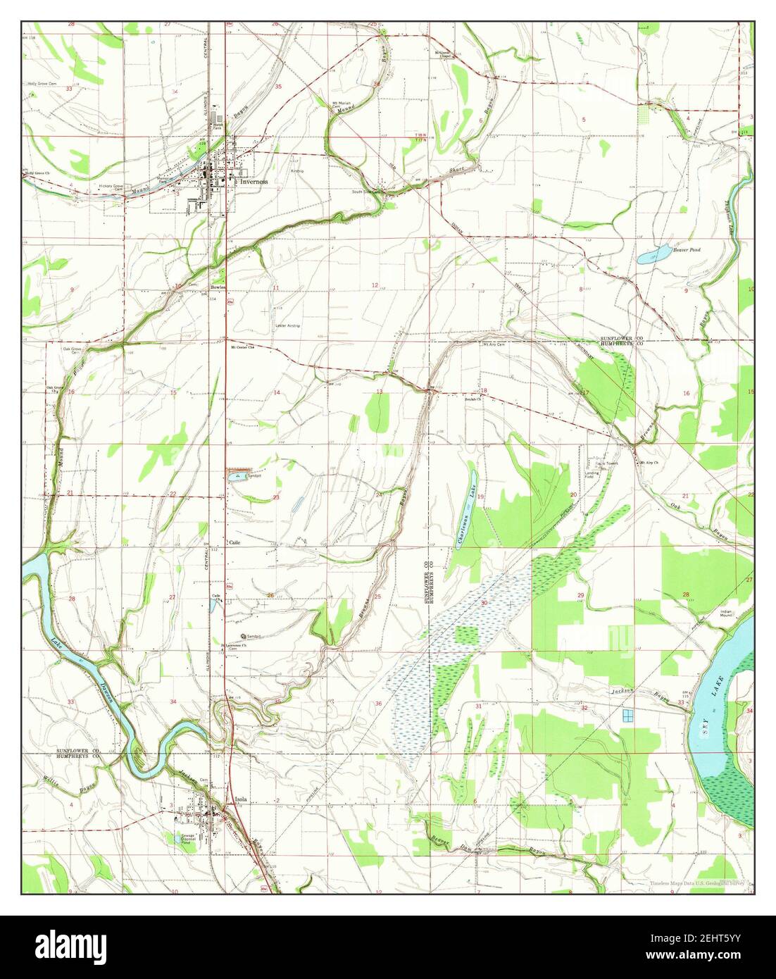 Inverness, Mississippi, map 1965, 1:24000, United States of America by Timeless Maps, data U.S. Geological Survey Stock Photo