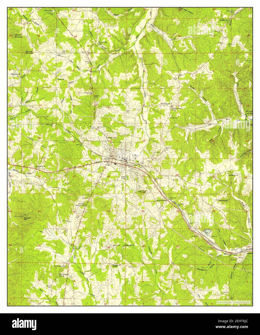 Iuka, Mississippi, map 1953, 124000, United States of America by