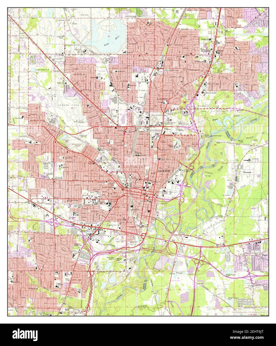 Jackson, Mississippi, map 1963, 1:24000, United States of America by Timeless Maps, data U.S. Geological Survey Stock Photo