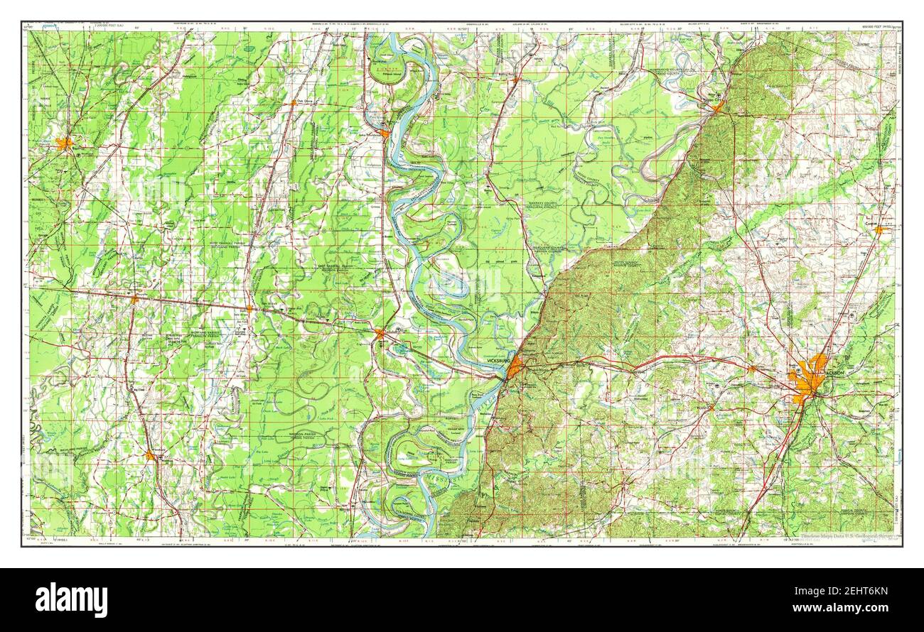 Jackson, Mississippi, map 1962, 1250000, United States of America by Timeless Maps, data U.S