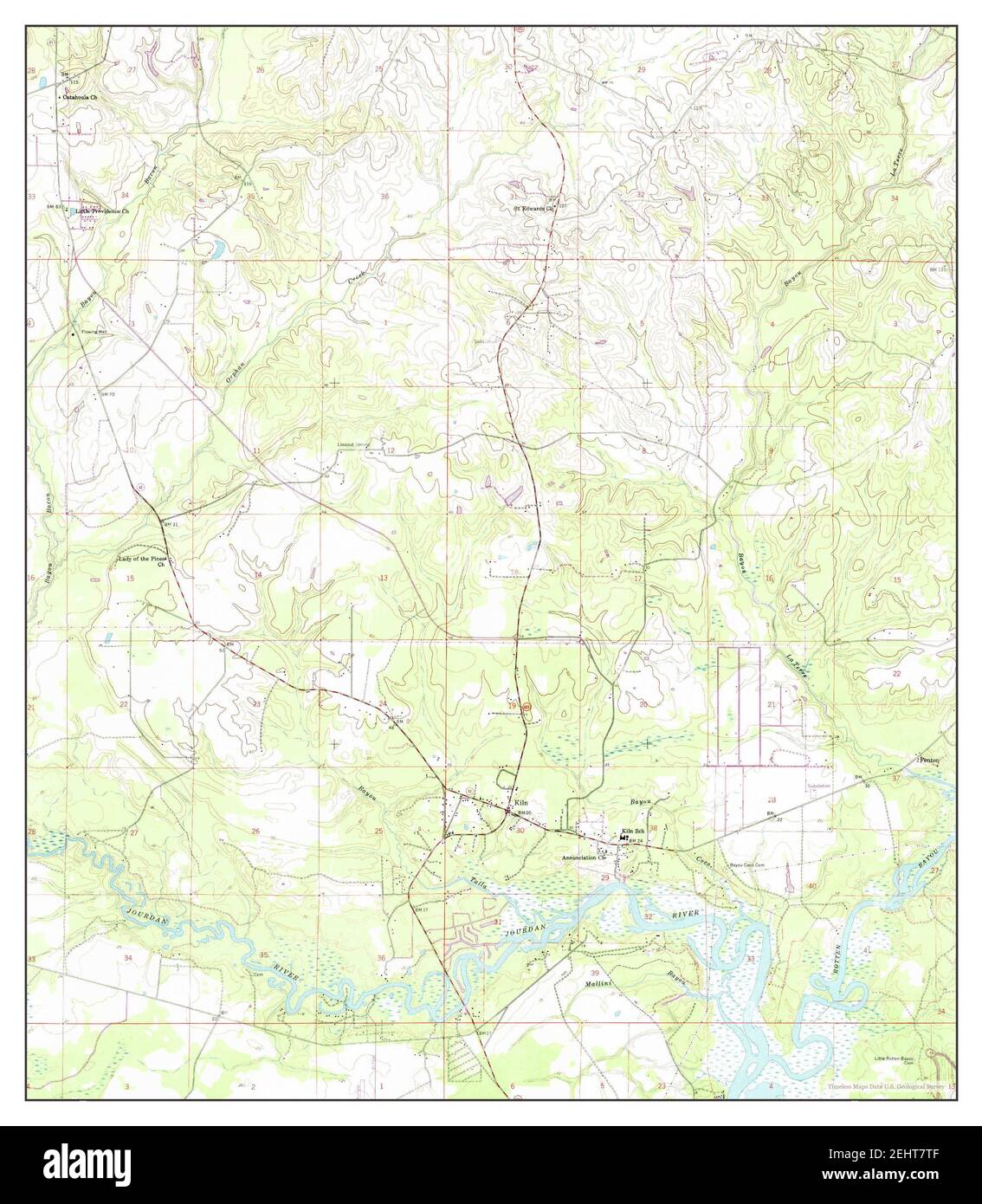 Kiln, Mississippi, map 1959, 124000, United States of America by