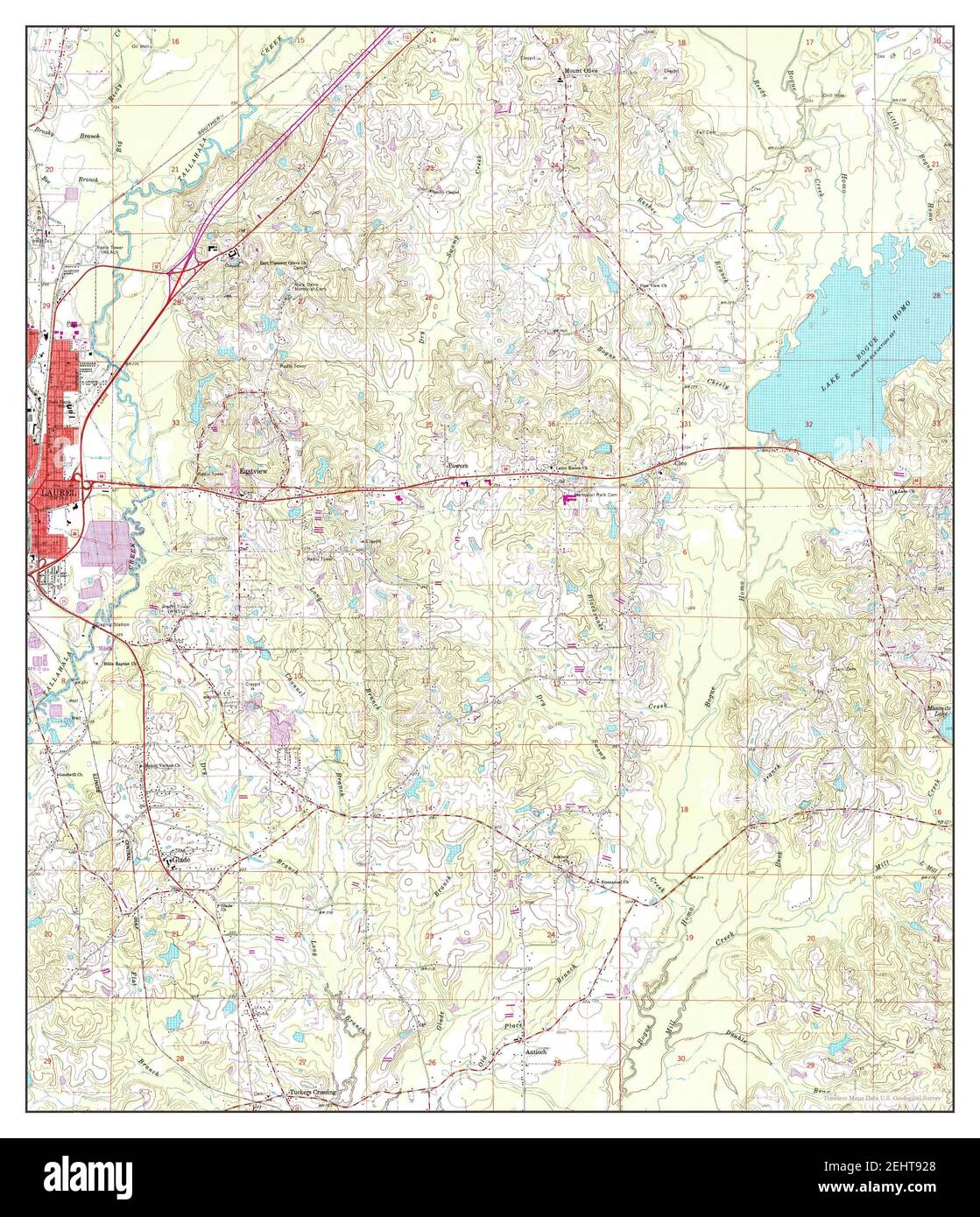 Laurel East, Mississippi, map 1964, 124000, United States of America