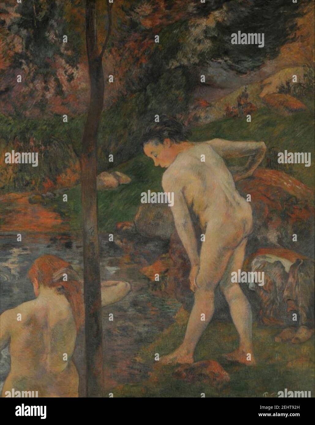 Paul Gauguin - Bañistas en Bretaña. Stock Photo