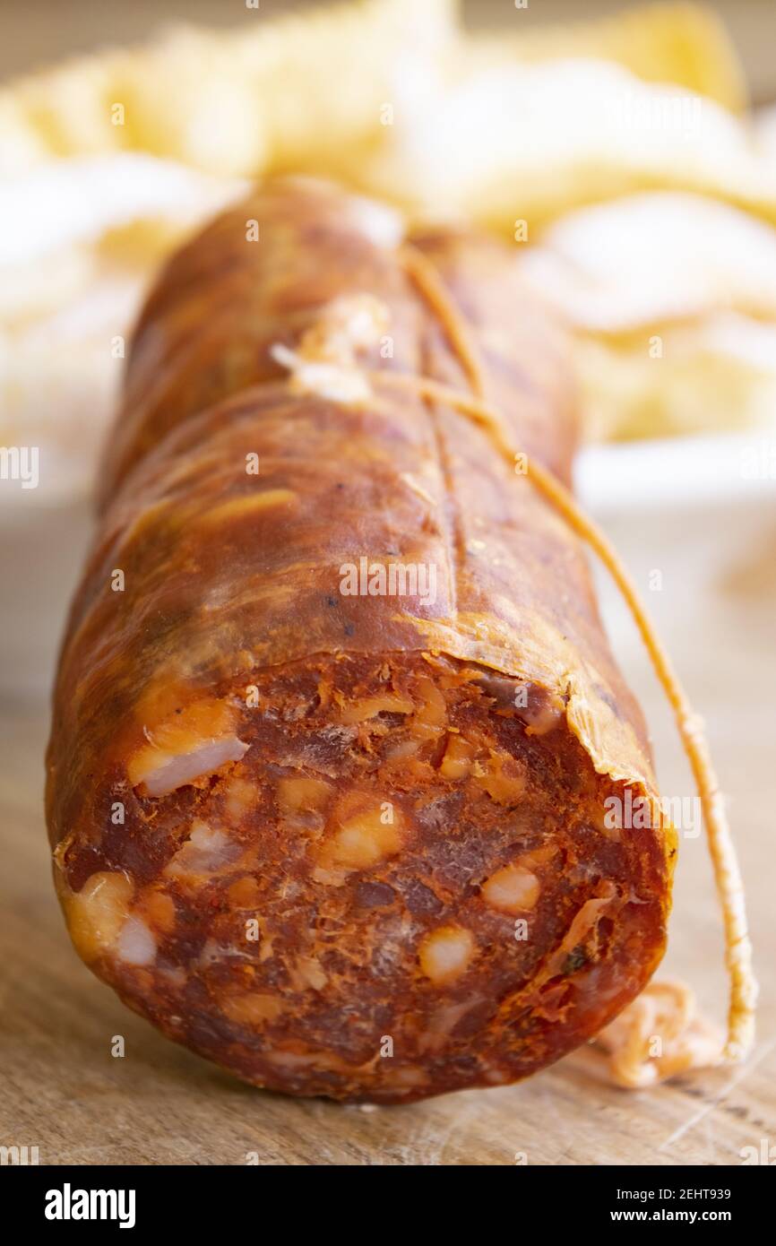 typical calabrese salami called soppressata Stock Photo Alamy