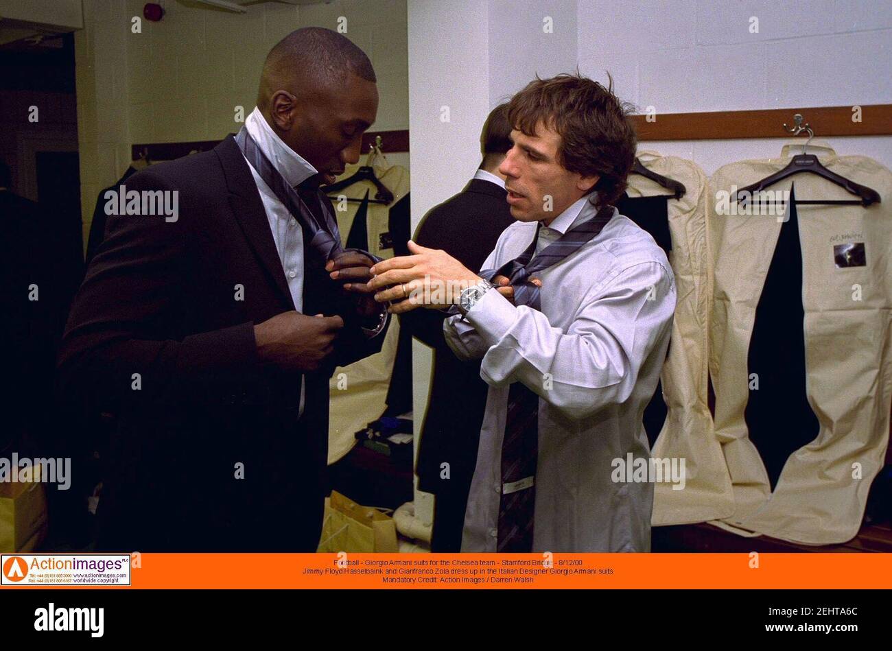 tiger gang salary Football - Giorgio Armani suits for the Chelsea team - Stamford Bridge -  8/12/00 Jimmy Floyd Hasselbaink