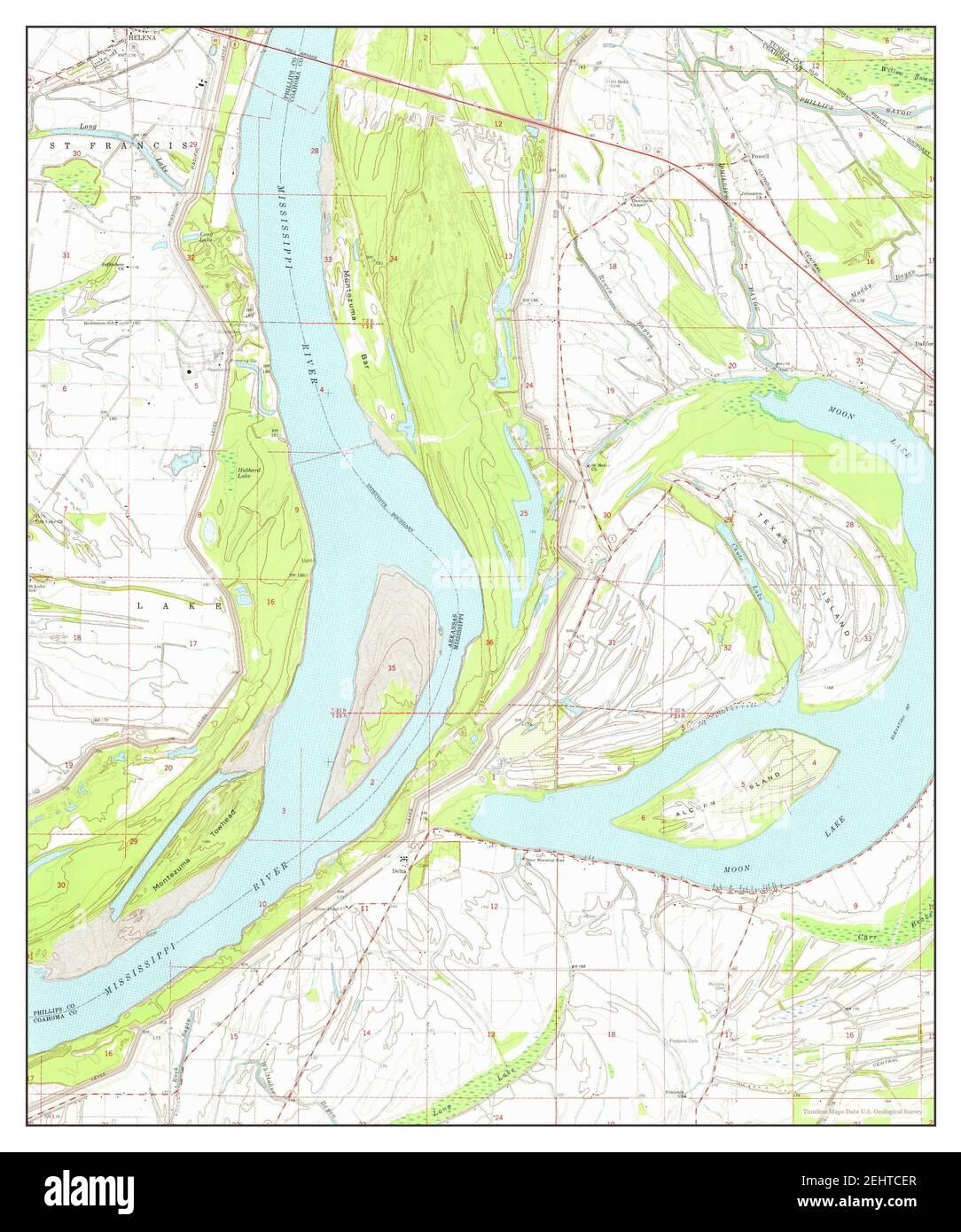 Moon Lake, Mississippi, map 1964, 124000, United States of America by