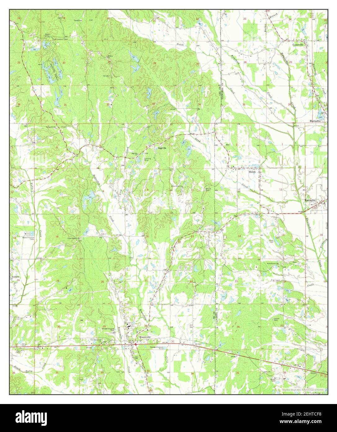 Mooreville, Mississippi, map 1973, 124000, United States of America by