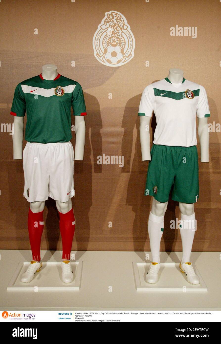 Football - Nike - 2006 World Cup Official Kit Launch for Brazil - Portugal - Australia - Holland - Korea - Mexico - Croatia and USA - Olympic Stadium - Berlin - Germany - 13/2/06  Mexico Kit  Mandatory Credit: Action Images / Tobias Schwarz Stock Photo