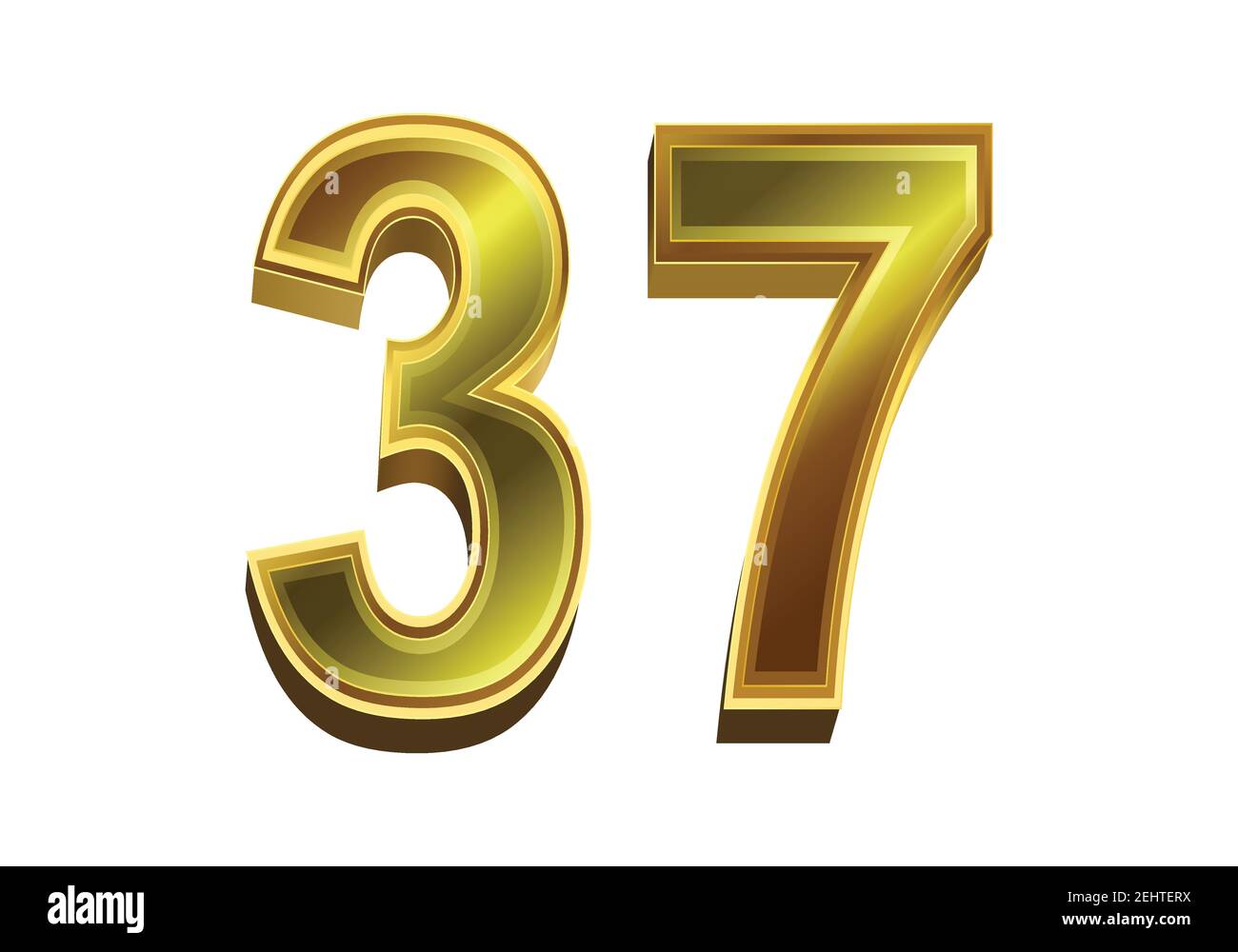 3d Golden Number 37 Isolated On White Background Stock Vector Image 