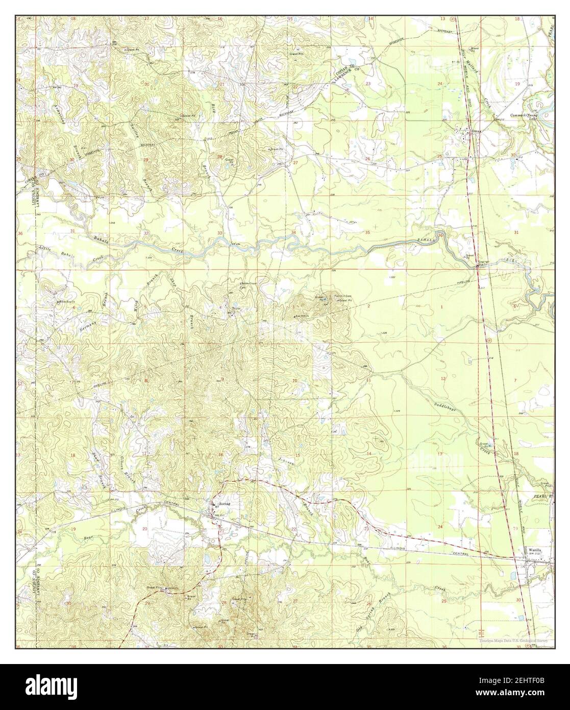 Oma, Mississippi, map 1971, 1:24000, United States of America by Timeless Maps, data U.S. Geological Survey Stock Photo