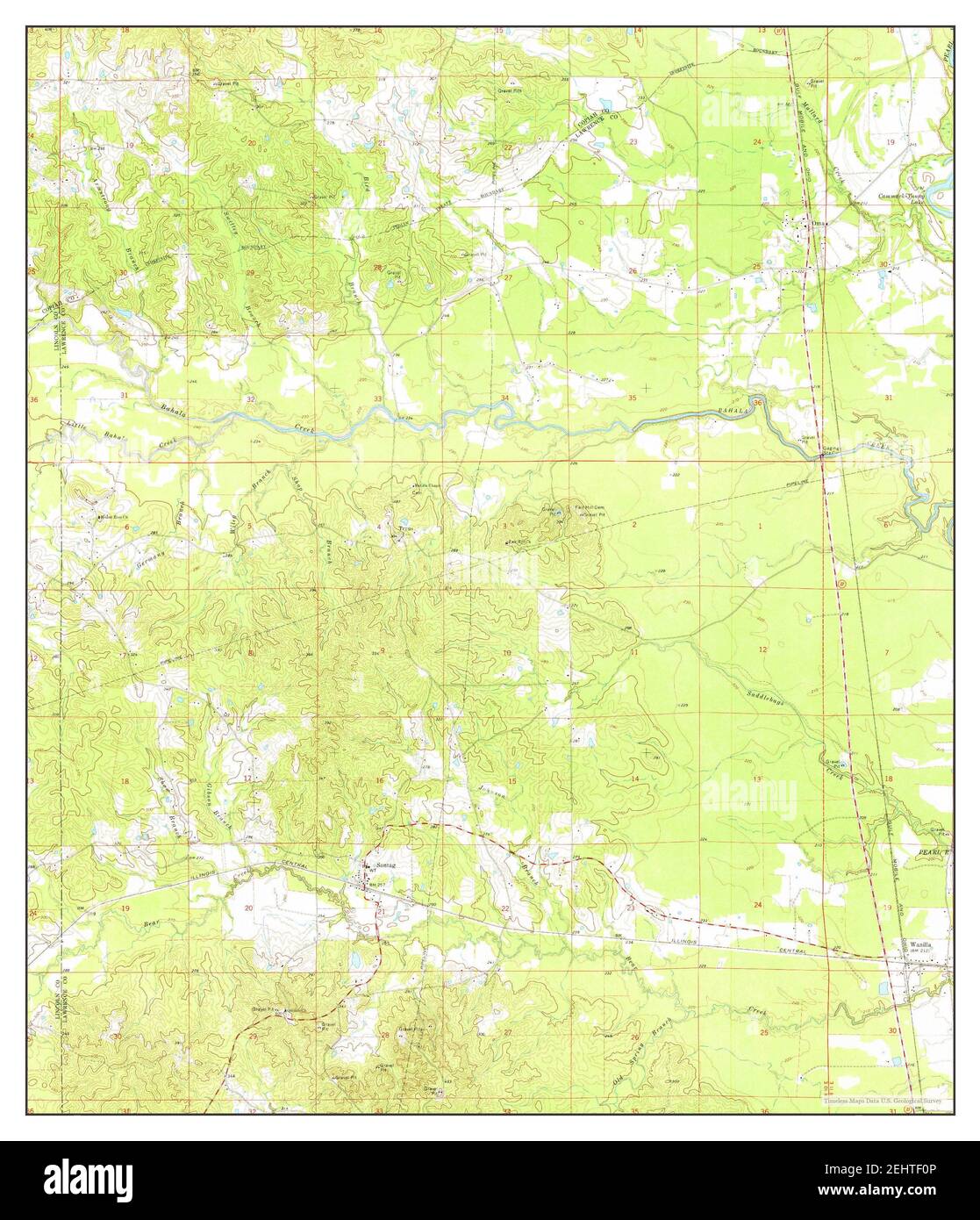 Oma, Mississippi, map 1971, 1:24000, United States of America by Timeless Maps, data U.S. Geological Survey Stock Photo