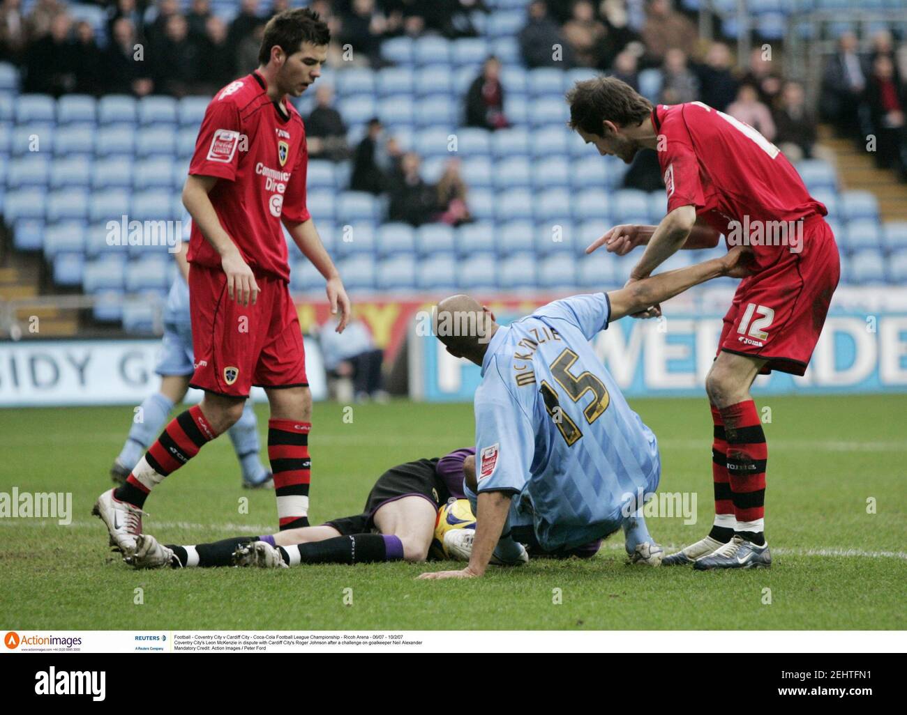 Football Coventry City V Cardiff City Coca Cola Football League Championship Ricoh Arena 06 07 10 2 07 Coventry City S Leon Mckenzie In Dispute With Cardiff City S Roger Johnson After A