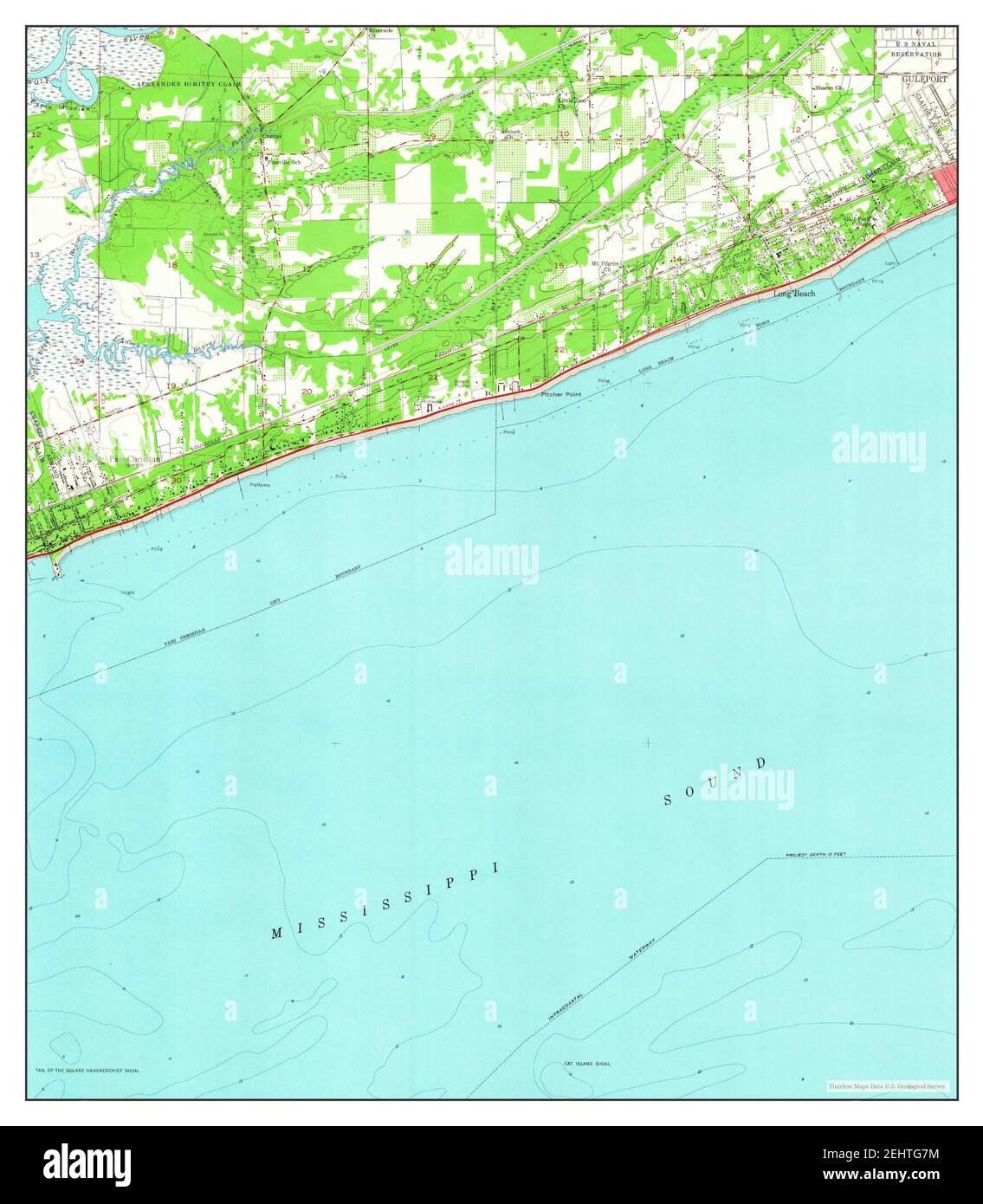 Pass Christian, Mississippi, map 1955, 124000, United States of