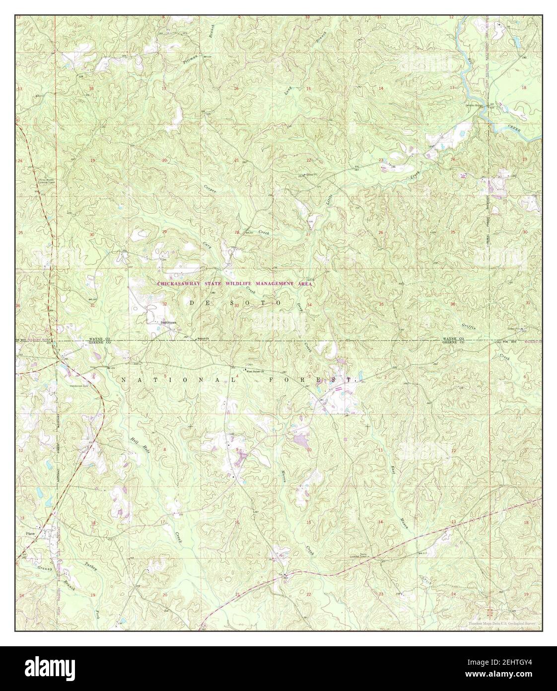 Piave, Mississippi, map 1964, 1:24000, United States of America by Timeless Maps, data U.S. Geological Survey Stock Photo