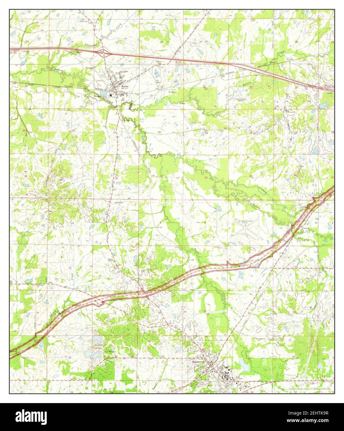 Raymond, Mississippi, map 1971, 124000, United States of America by