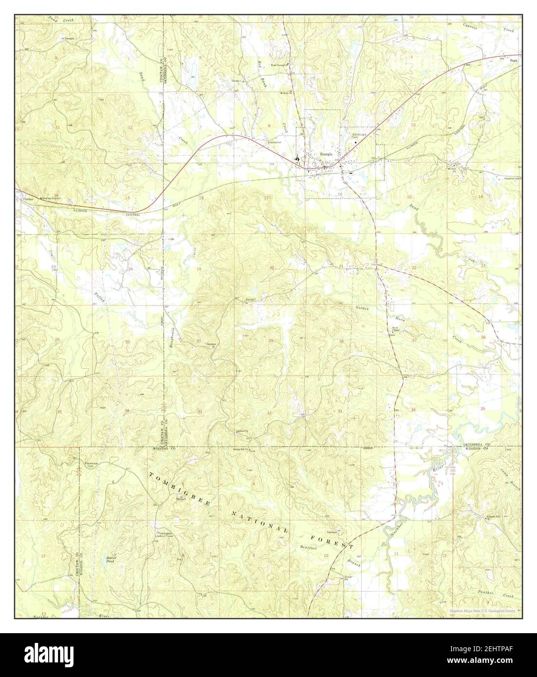 Sturgis, Mississippi, map 1972, 124000, United States of America by