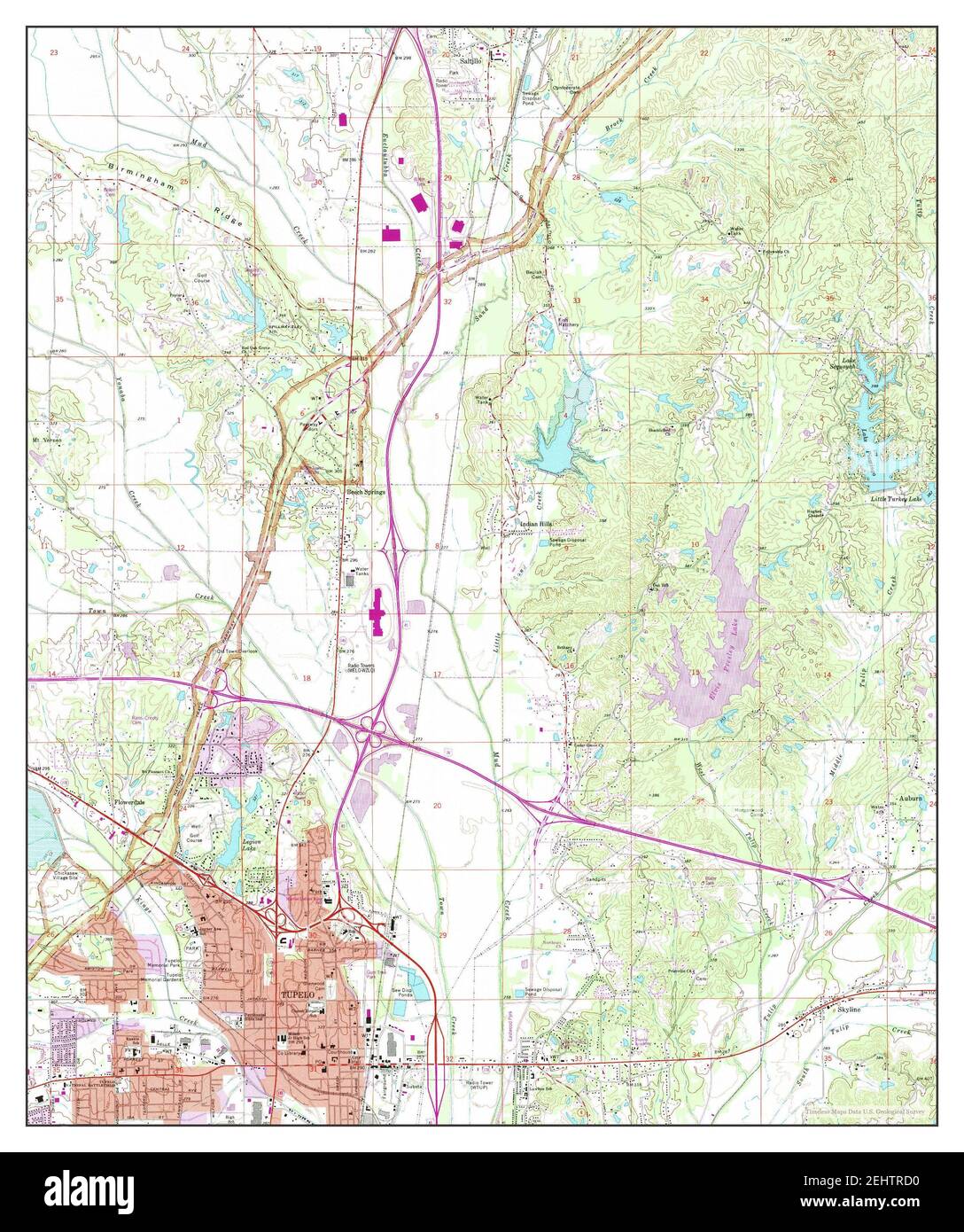 Tupelo, Mississippi, map 1992, 124000, United States of America by