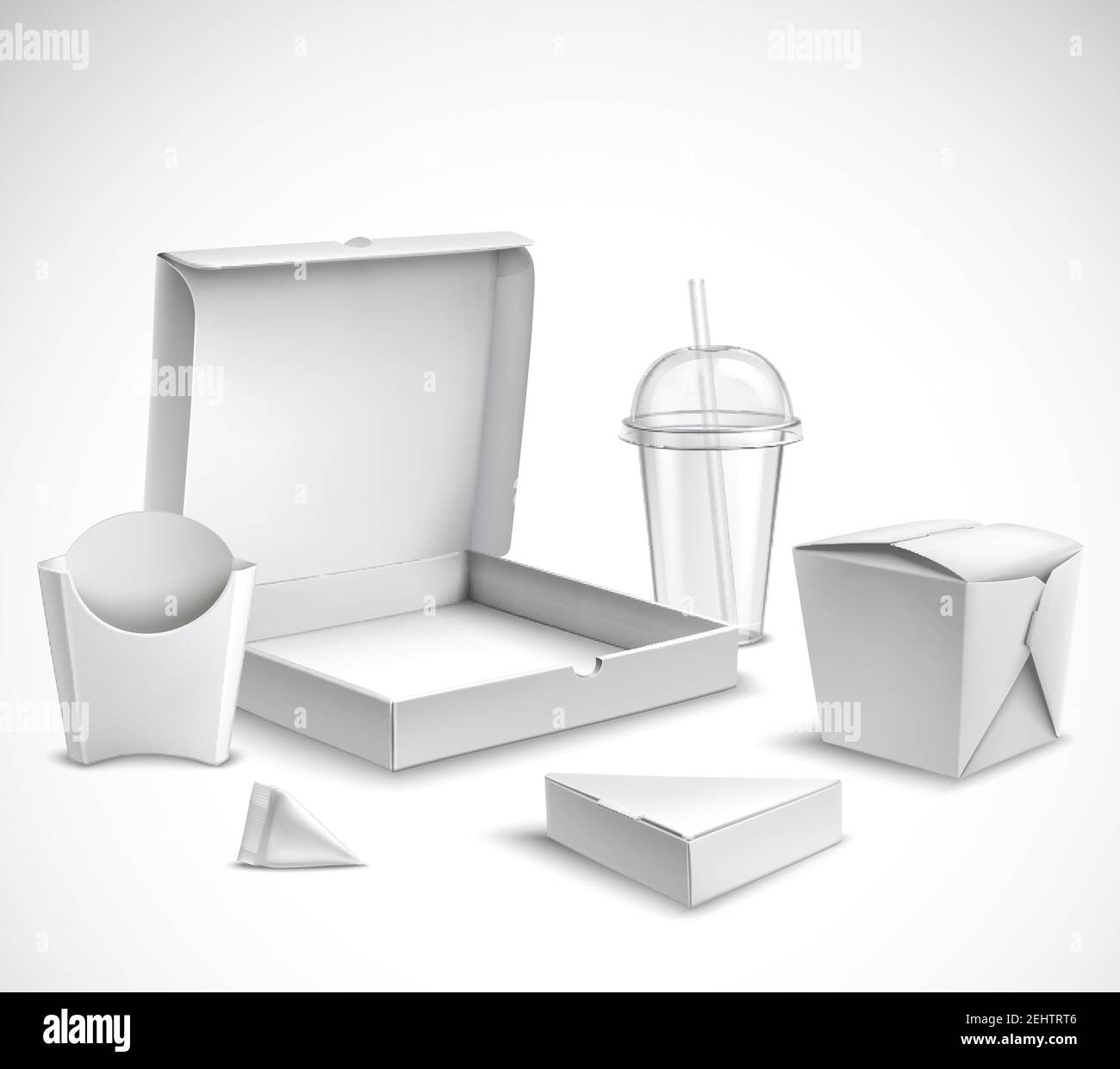 Fast food blank white packaging realistic templates set with clear For Blank Packaging Templates