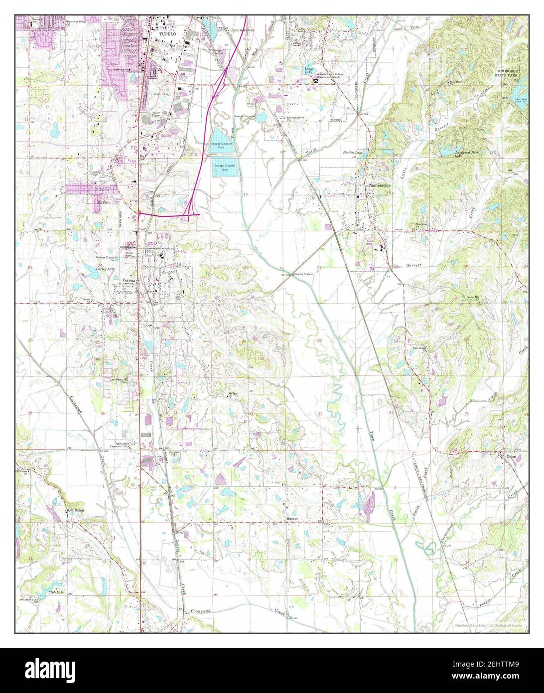 Verona, Mississippi, map 1966, 124000, United States of America by