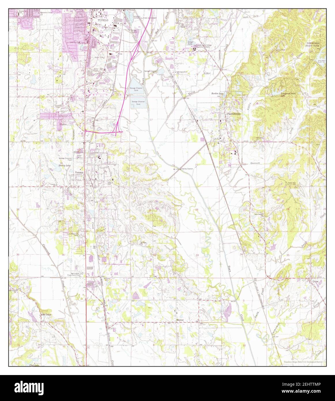 Verona, Mississippi, map 1966, 124000, United States of America by