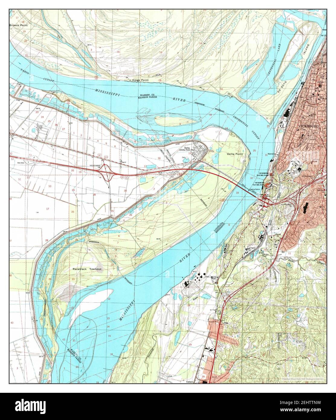 Vicksburg West, Mississippi, map 1998, 124000, United States of America by Timeless Maps, data