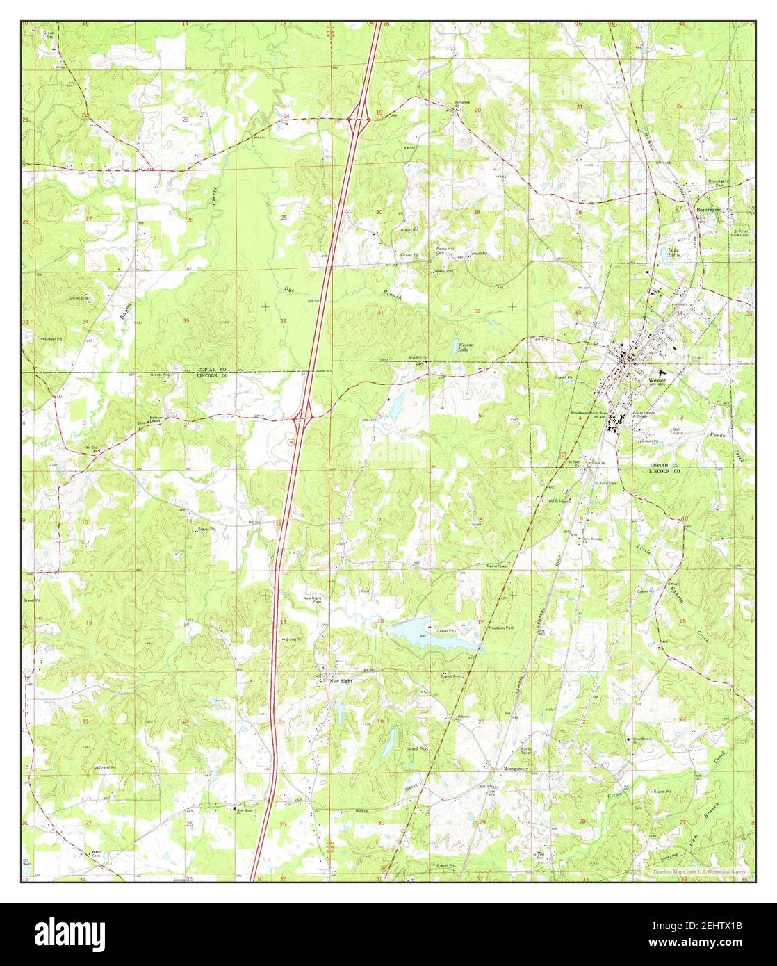 Wesson, Mississippi, map 1972, 124000, United States of America by Timeless Maps, data U.S