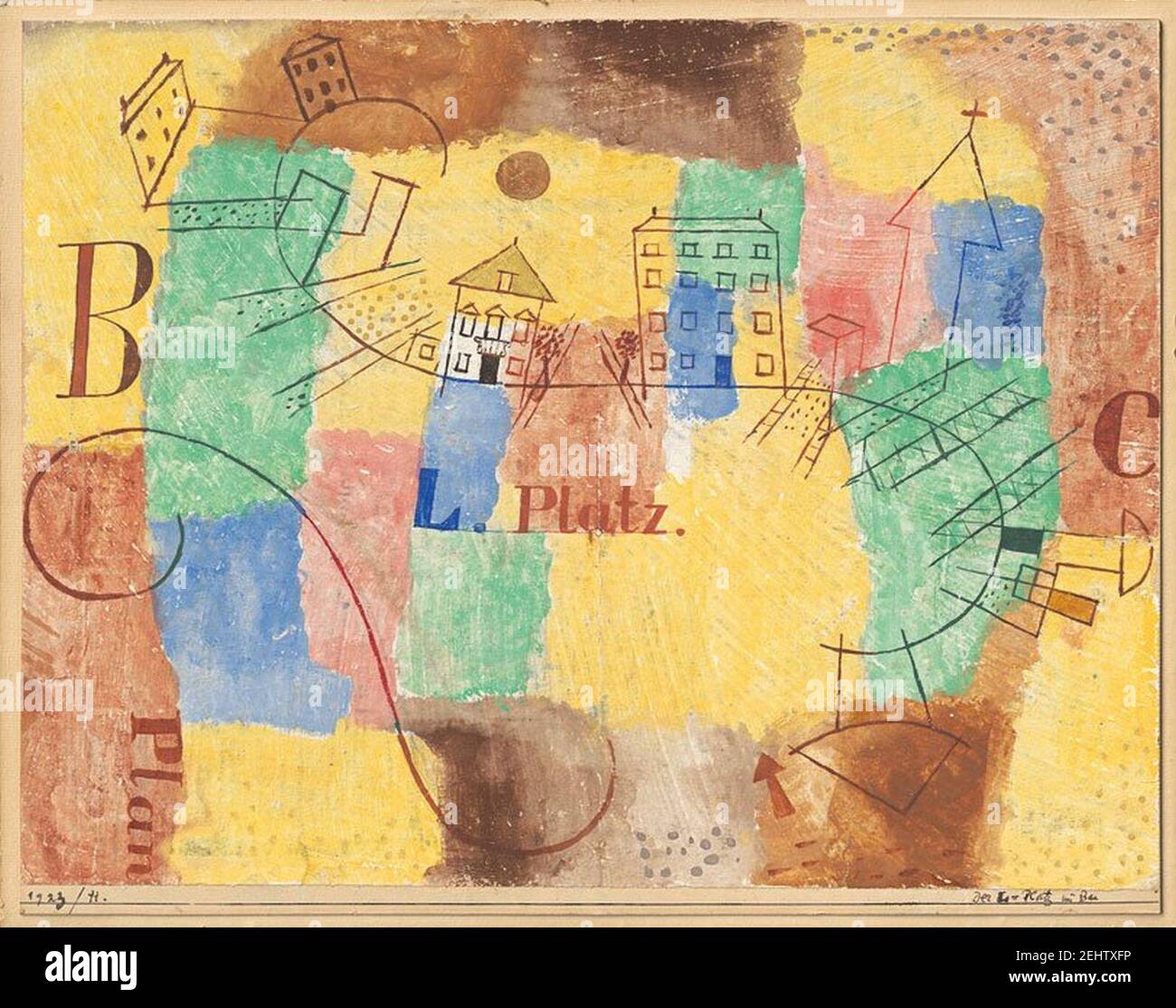 Paul Klee, Der L-Platz im Bau, 1923,11, Aquarell und Bleistift auf Kreidegrundierung auf Zeitungspapier auf Karton. Stock Photo