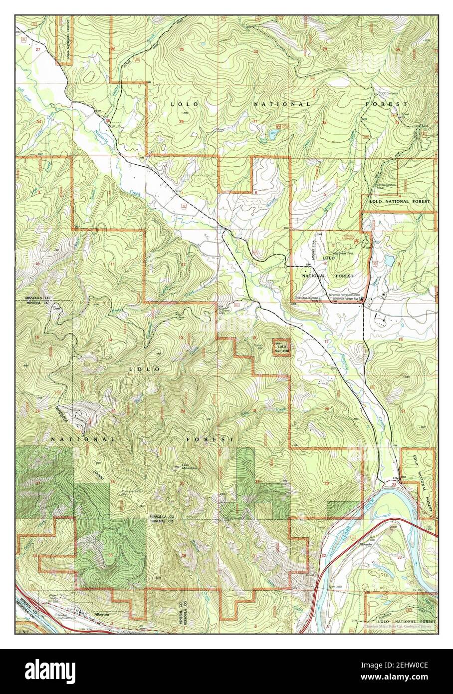 Alberton, Montana, map 1999, 1:24000, United States of America by Timeless Maps, data U.S. Geological Survey Stock Photo