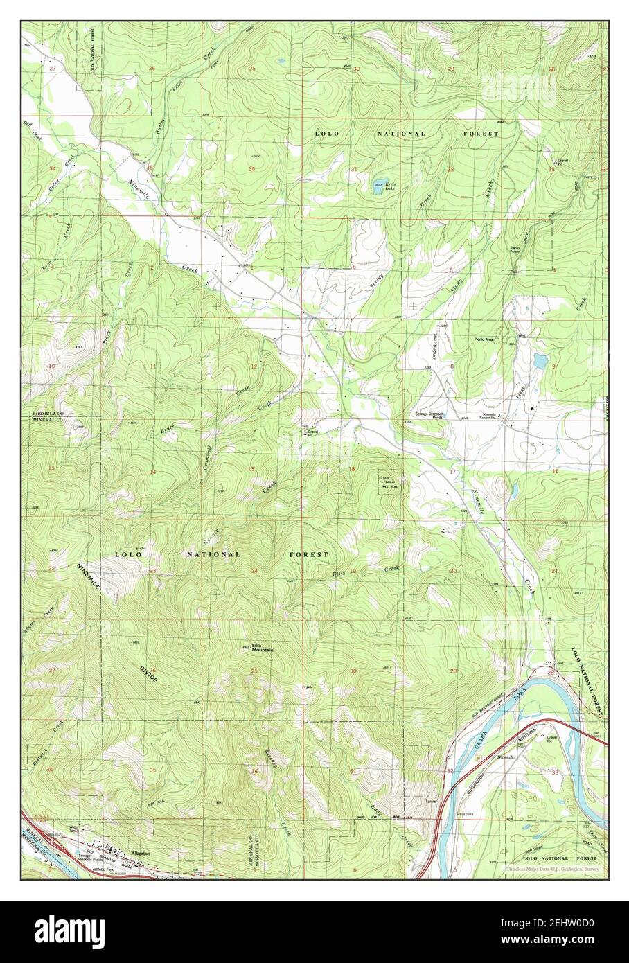 Alberton, Montana, map 1984, 1:24000, United States of America by Timeless Maps, data U.S. Geological Survey Stock Photo