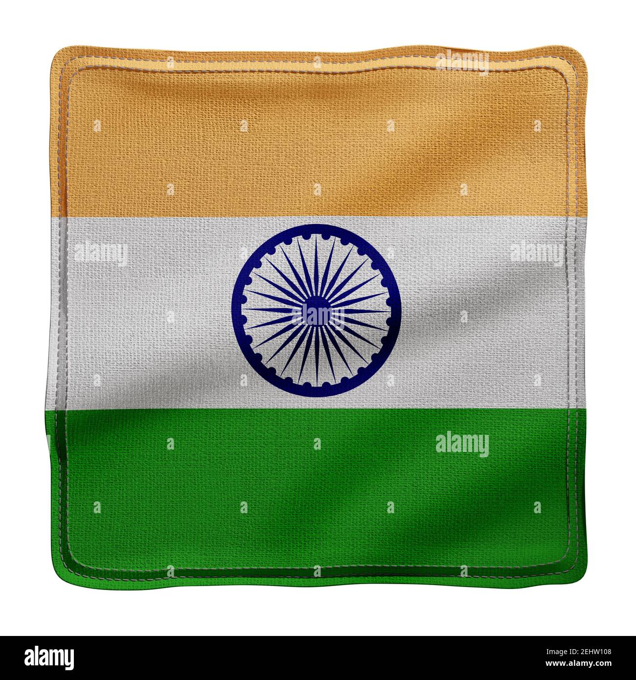 3d rendering of a silked India flag isolated on white background Stock ...