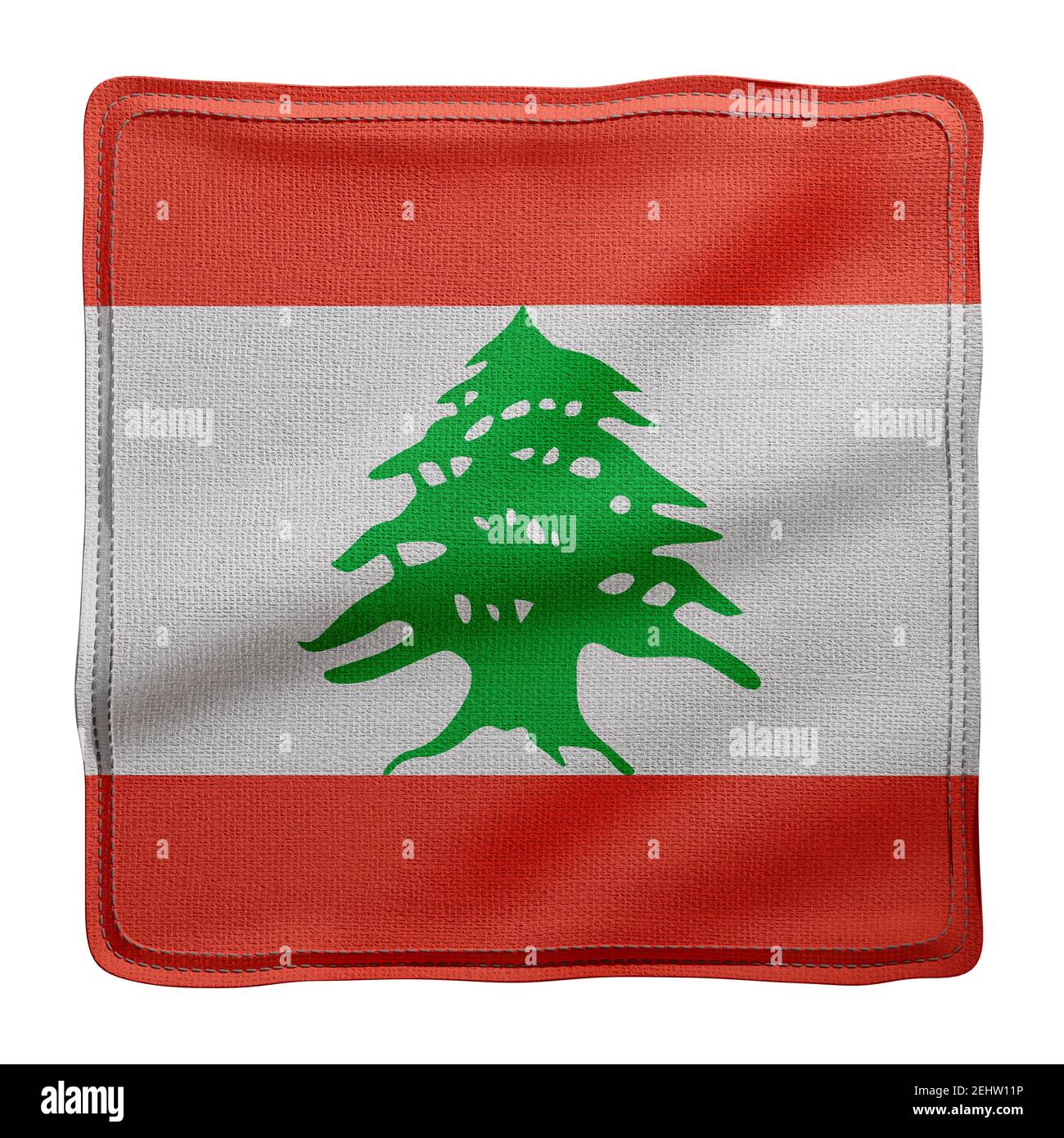 3d rendering of a silked Lebanon flag isolated on white background ...
