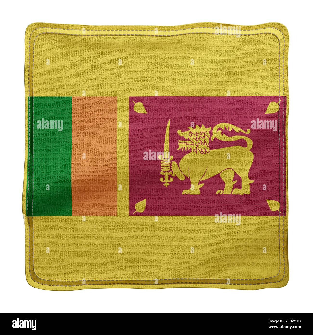 3d rendering of a silked Sri Lanka flag isolated on white background Stock Photo