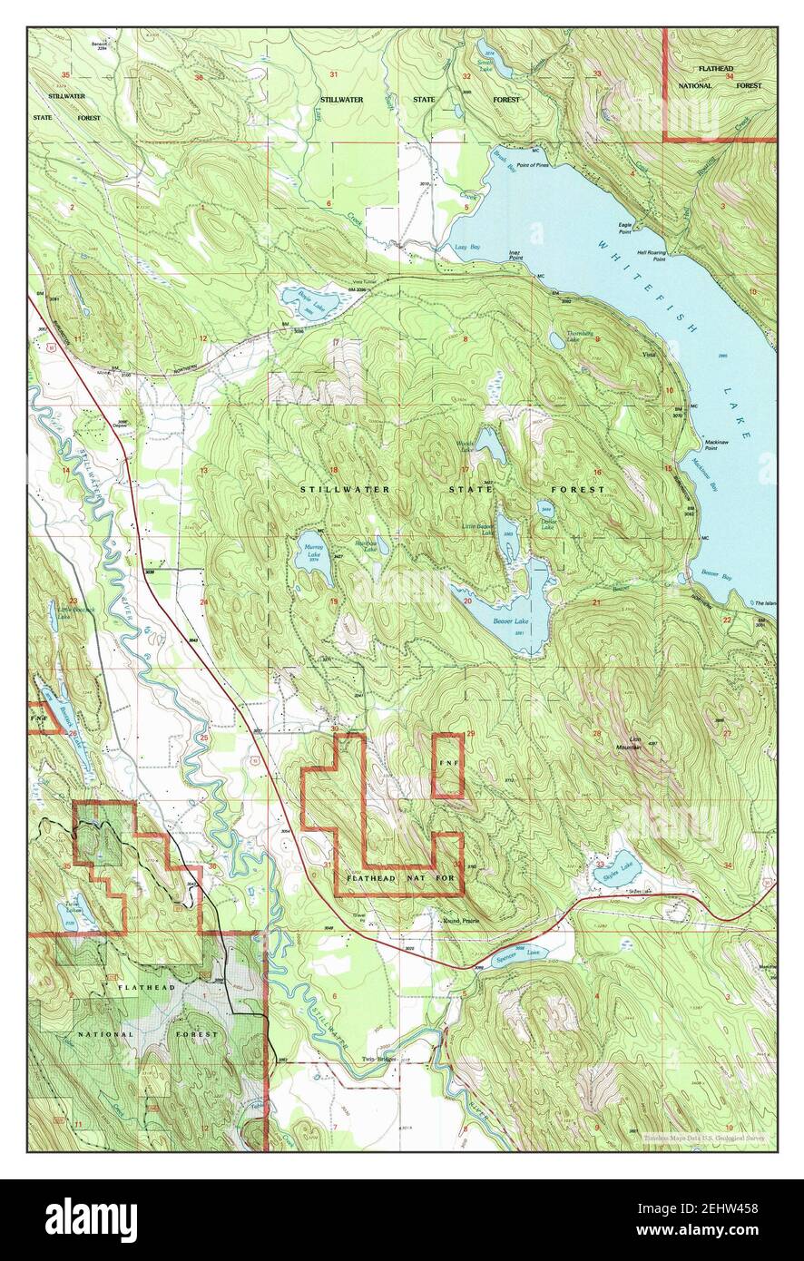 Beaver Lake, Montana, map 1994, 124000, United States of America by
