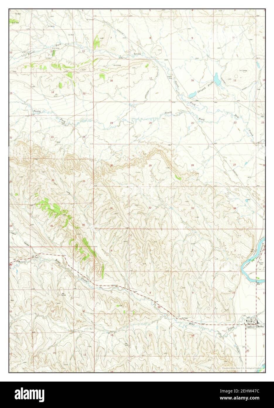 Belfry, Montana, map 1969, 124000, United States of America by