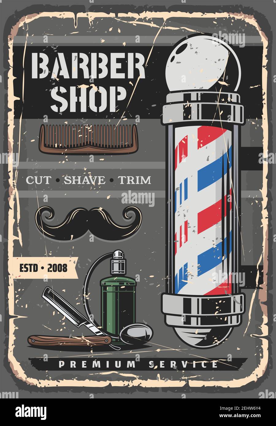 vintage vector poster with mustaches and sharp dangerous
