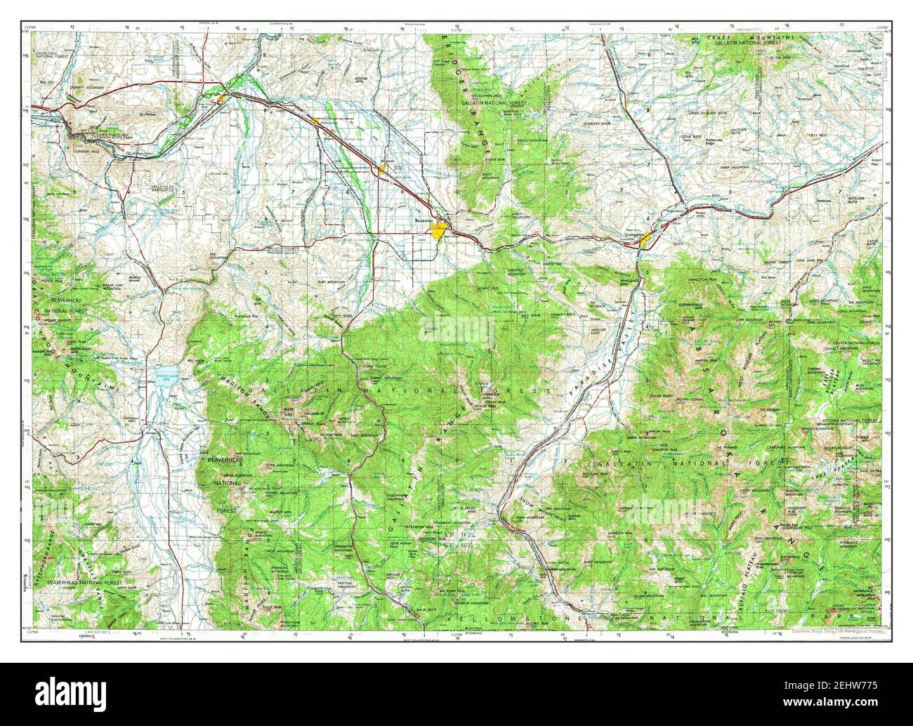 Bozeman, Montana, map 1958, 1250000, United States of America by Timeless Maps, data U.S