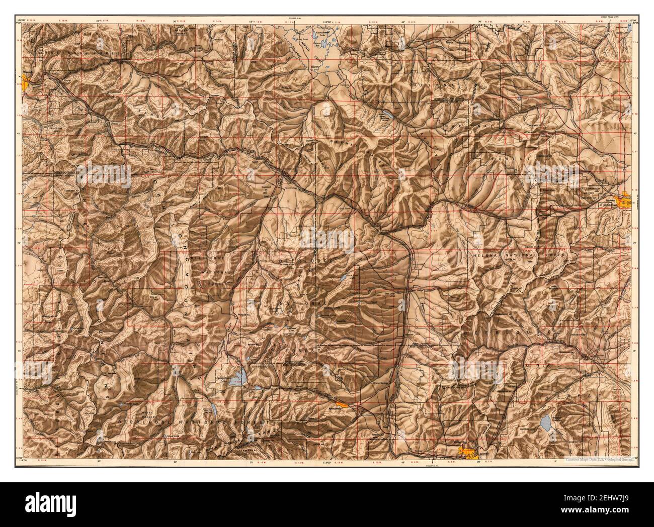 Butte, Montana, map 1947, 1250000, United States of America by Timeless Maps, data U.S