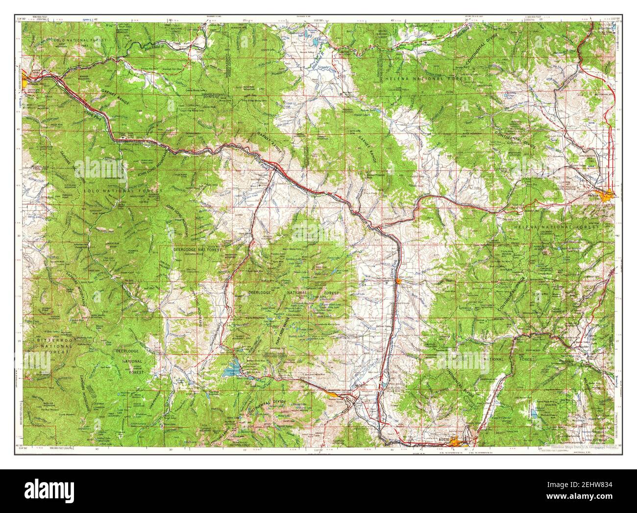 Butte, Montana, map 1958, 1250000, United States of America by Timeless Maps, data U.S