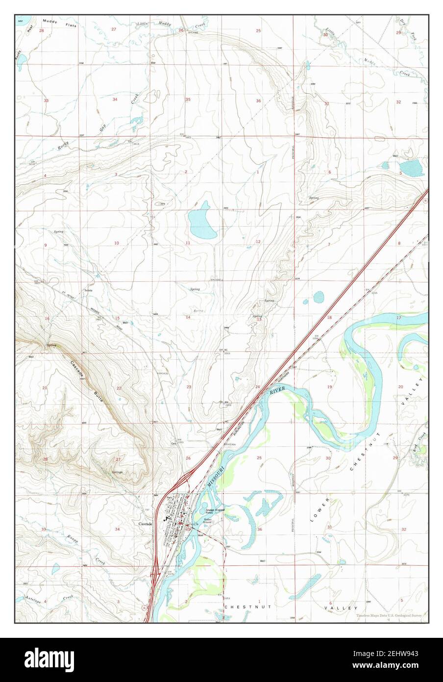 Cascade, Montana, map 1983, 124000, United States of America by Timeless Maps, data U.S