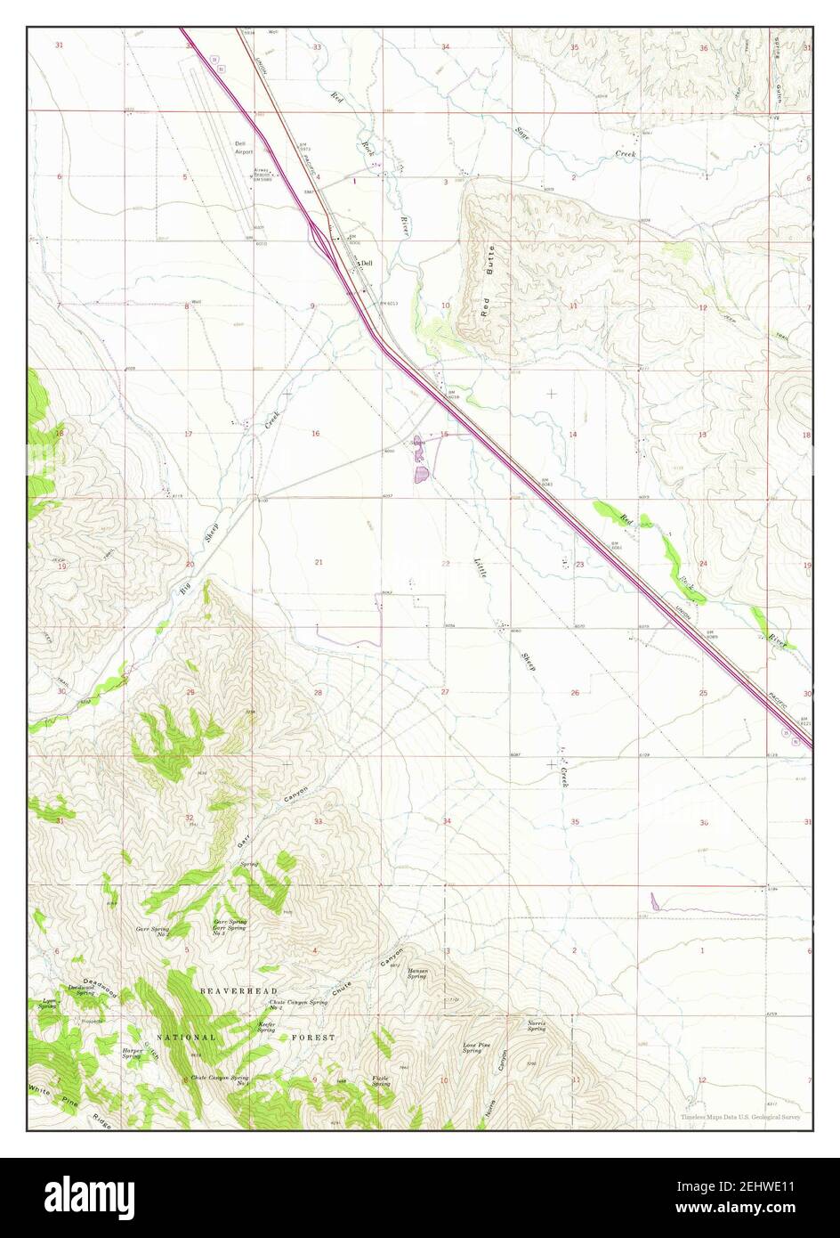 Dell, Montana, map 1965, 124000, United States of America by Timeless Maps, data U.S
