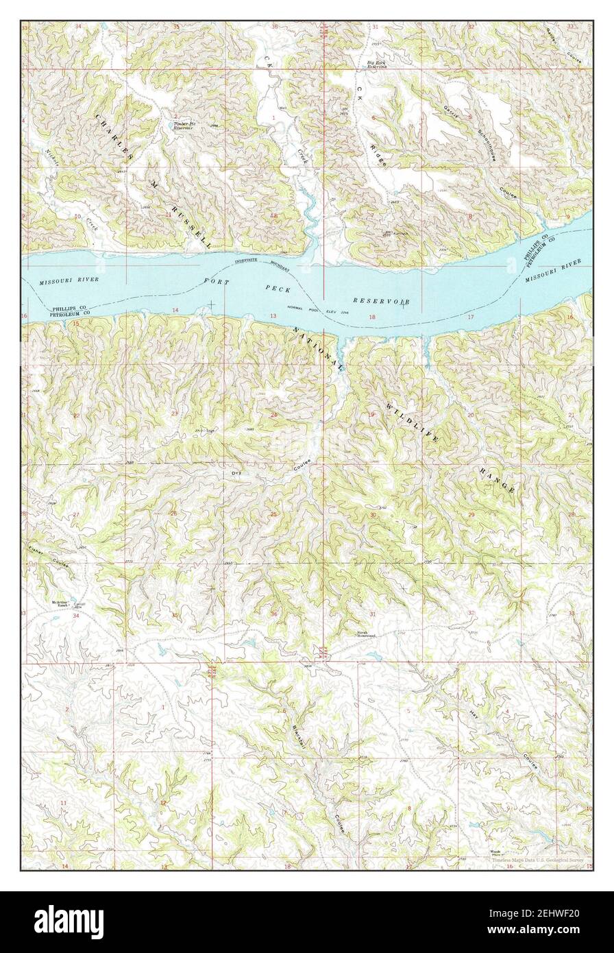 Dry Coulee, Montana, map 1965, 124000, United States of America by