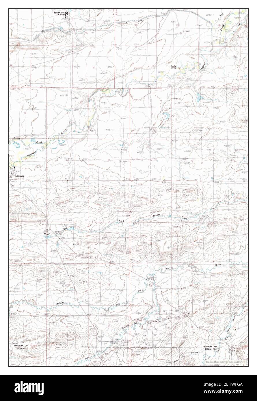 Dupuyer East, Montana, map 1985, 124000, United States of America by Timeless Maps, data U.S