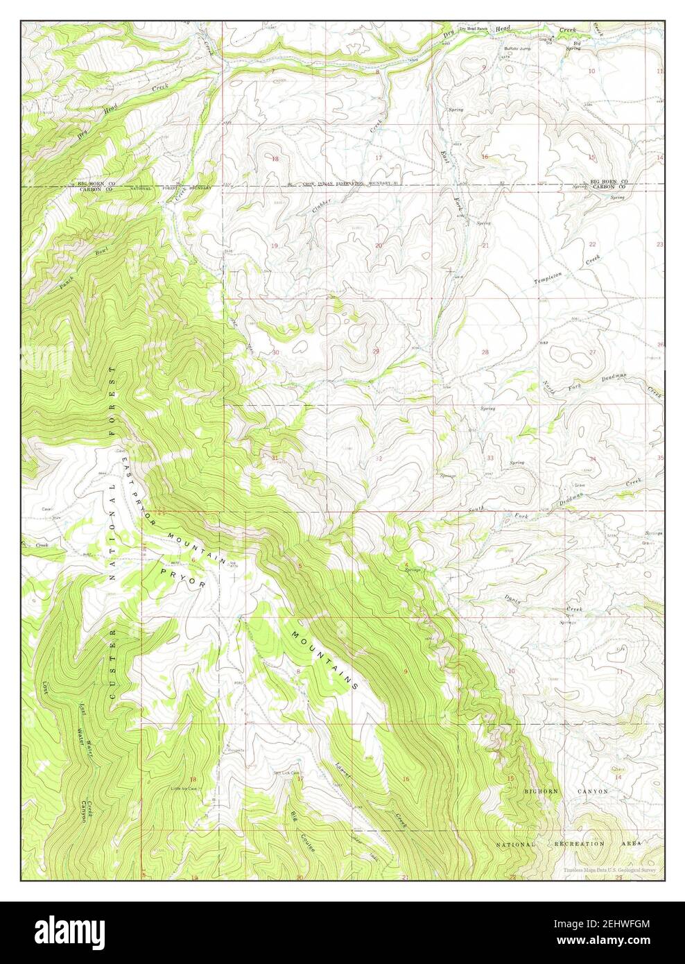 East Pryor Mountain, Montana, map 1964, 124000, United States of