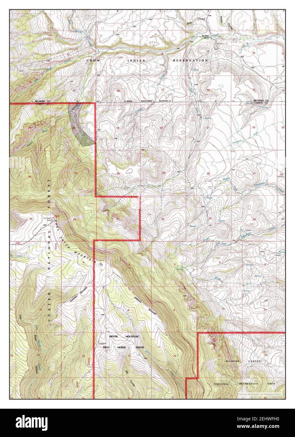 East Pryor Mountain, Montana, map 1996, 124000, United States of