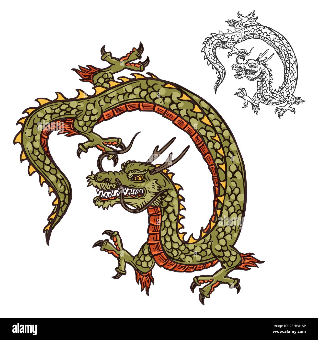 Dragon Tattoo Traditional Flowers PNG  SVG Design For TShirts