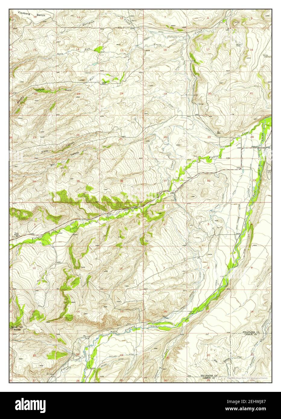 Fishtail, Montana, map 1956, 124000, United States of America by